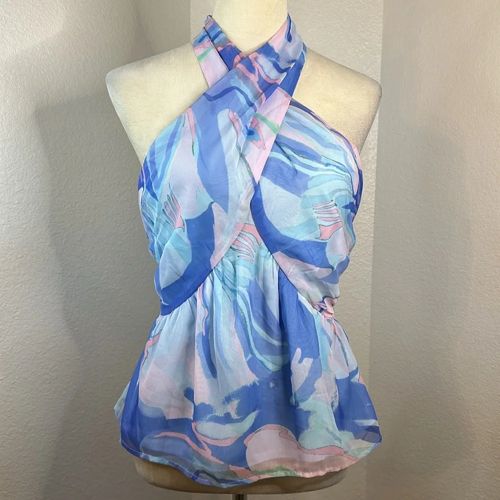 French Connection Dalla Verona Smocked Halter Top Size Large NWT - Picture 6 of 15